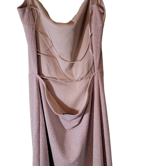 NWT Windsor Evening Dress Special Occasion Back Side Slit Ivory Glitter Gown - Picture 4 of 7